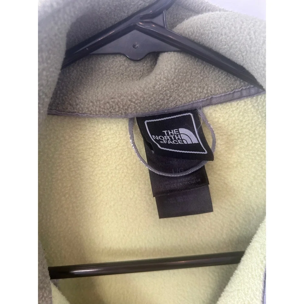 The North Face‎ Full Zip Fleece Jacket Green Two Tone Mock Neck Mens Medium